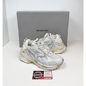 Size 34EU/4W - Balenciaga Runner White Distressed Sneakers🤍 NEW/ RETAIL $1.2K!